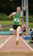 25 June 2016; Dennis Finnegan of An Riocht A.C., on his way to winning the Mens Triple Jump during the GloHealth National Senior Track & Field Championships at Morton Stadium in Santry, Co Dublin. Photo by Sam Barnes/Sportsfile