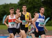 25 June 2016; From left, Keith Fallon of Galway City Harriers, Eoin Everard of Kilkenny City Harriers and Mark Hoy of Finn Valley A.C, competing in the Mens 1500m Heat 1 during the GloHealth National Senior Track & Field Championships at Morton Stadium in Santry, Co Dublin. Photo by Sam Barnes/Sportsfile