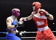 2 July 2016; John Joyce of Ireland, right, exchanges punches with Tony Brown representing Russia in their 75kg bout during a Boxing Test Match event between Ireland and Russia at The National Stadium in Dublin. Photo by Sportsfile