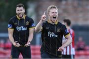 1 July 2016; Daryl Horgan of Dundalk celebrates after scoring his side's fourth goal during the SSE Airtricity League Premier Division match between Derry City and Dundalk at the Brandywell Stadium in Derry. Photo by David Maher/Sportsfile