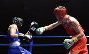 2 July 2016; Steven Donnelly of Ireland, right, exchanges punches with Khariton Agrba of Russia in their 69kg bout during a Boxing Test Match event between Ireland and Russia at The National Stadium in Dublin.Photo by Sportsfile