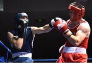 2 July 2016; Eduard Abdrakhmanov of Russia, left, exchanges punches with Joe Ward of Ireland in their 81kg bout during a Boxing Test Match event between Ireland and Russia at The National Stadium in Dublin. Photo by Sportsfile