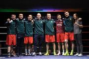2 July 2016; The Ireland boxers, from left, Paddy Barnes, David Joyce, Michael Conlan, Michael O'Reilly, Steven Donnelly, Brendan Irvine, Joe Ward, and Katie Taylor, who will be competing at Rio Olympics 2016 in the ring following a Boxing Test Match event between Ireland and Russia at The National Stadium in Dublin. Photo by Sportsfile