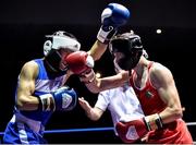 2 July 2016; Brendan Irvine of Ireland, right, exchanges punches with Chingiz Natyrov of Russia in their 52kg bout during a Boxing Test Match event between Ireland and Russia at The National Stadium in Dublin.