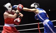 2 July 2016; Brendan Irvine of Ireland, left, exchanges punches with Chingiz Natyrov of Russia in their 52kg bout during a Boxing Test Match event between Ireland and Russia at The National Stadium in Dublin. Photo by Sportsfile