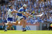 15 August 2010; Patrick Maher, Tipperary, bursts past Waterford defenders Noel Connors, left, and Tony Browne. GAA Hurling All-Ireland Senior Championship Semi-Final, Waterford v Tipperary, Croke Park, Dublin. Picture credit: Ray McManus / SPORTSFILE