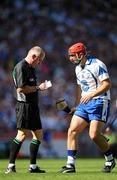 15 August 2010; Referee John Sexton takes the name of Seamus Prendergast, Waterford, during the game. GAA Hurling All-Ireland Senior Championship Semi-Final, Waterford v Tipperary, Croke Park, Dublin. Picture credit: Stephen McCarthy / SPORTSFILE