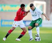 15 August 2010; Danny Murphy, Shamrock Rovers, in action against Nicky Ajose, Manchester United Reserves. Platinum One Challenge, Shamrock Rovers v Manchester United Reserves, Tallaght Stadium, Tallaght, Dublin. Picture credit: David Maher / SPORTSFILE