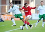 15 August 2010; Nicky Ajose, Manchester United Reserves, in action against Sean O'Connor, Shamrock Rovers. Platinum One Challenge, Shamrock Rovers v Manchester United Reserves, Tallaght Stadium, Tallaght, Dublin. Picture credit: David Maher / SPORTSFILE