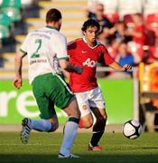 15 August 2010; Fabio Da Silva, Manchester United Reserves, in action against Pat Flynn, Shamrock Rovers. Platinum One Challenge, Shamrock Rovers v Manchester United Reserves, Tallaght Stadium, Tallaght, Dublin. Picture credit: David Maher / SPORTSFILE
