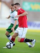 15 August 2010; Robert Brady, Manchester United Reserves, in action against Patrick Gannon, Shamrock Rovers. Platinum One Challenge, Shamrock Rovers v Manchester United Reserves, Tallaght Stadium, Tallaght, Dublin. Picture credit: David Maher / SPORTSFILE