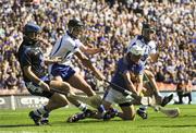 15 August 2010; Patrick Maher, Tipperary, has his shot on goal blocked by Clinton Hennessy, left, Tony Browne and Noel Connors, right, Waterford. GAA Hurling All-Ireland Senior Championship Semi-Final, Waterford v Tipperary, Croke Park, Dublin. Picture credit: Dáire Brennan / SPORTSFILE