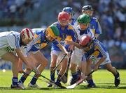 15 August 2010; Conor O’Brien, Watergrasshill N.S., Co. Cork, left and Eoin Coulter, St. Patrick’s, Ballygalget, Co. Down, representing Waterford, in action against David Quilter, Lixnaw B.N.S., Co. Kerry, left, Patrick Garvey, St. Malachy’s P.S., Camlough, Co. Armagh, and Oisín Grant, Gaelscoil Bhun Cranncha, Co. Donegal, representing Tipperary. GAA INTO Mini-Sevens during half time of the GAA Hurling All-Ireland Senior Championship Semi-Final, Waterford v Tipperary, Croke Park, Dublin. Picture credit: Ray McManus / SPORTSFILE