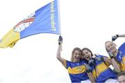 2 July 2016; left, Orla Winston, Niamh Hayes and Queva O'Meara of Tipperary celebrate after victory over Meath in the All-Ireland Ladies Football U14 'B' Championship Final at McDonagh Park in Nenagh, Co Tipperary. Photo by Ray Lohan/SPORTSFILE