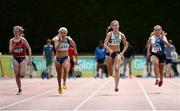 2 July 2016; Molly Scott of St L.O'Toole A.C., 231, on her way to winning the Junior Women 100m Final, ahead of Lauren Ryan of Doonen A.C., 179, Ciara Neville of Emerald A.C., 172, and Rachel Keane of Tullamore Harriers A.C., competing during the GloHealth National Junior and U23 Track & Field Championships at Tullamore Harriers Stadium in Tullamore, Offaly. Photo by Sam Barnes/Sportsfile