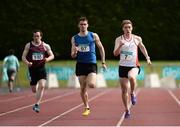 2 July 2016; Christian Robinson of City of Lisburn A.C., 7, on his way to winning the U23 Men 100m, ahead of Adam Murphy of St L.O'Toole A.C., 97, and Patrick Lynch of Newport A.C., 185,  competing during the GloHealth National Junior and U23 Track & Field Championships at Tullamore Harriers Stadium in Tullamore, Offaly. Photo by Sam Barnes/Sportsfile