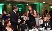 2 July 2016; Paralympics Ireland board member Gordon D'Arcy speaking with Ireland Women's rugby player Fiona Coughlan at the Paralympics Ireland More Than Sport fundraising ball. The event was held in order to raise vital funds for the Irish team on the road to Rio 2016 at the Ballsbridge Hotel in Dublin. Photo by Sportsfile