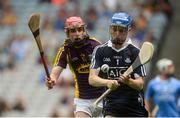 3 July 2016; Dara De Poire of Dublin in action against Conor Hearne of Wexford during the Electric Ireland Leinster GAA Hurling Minor Championship Final match between Dublin and Wexford at Croke Park in Dublin. Photo by Piaras Ó Mídheach/Sportsfile