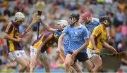 3 July 2016; Johnny McGuirk of Dublin celebrates scoring hide side's first goal during the Electric Ireland Leinster GAA Hurling Minor Championship Final match between Dublin and Wexford at Croke Park in Dublin. Photo by Piaras Ó Mídheach/Sportsfile