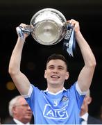 3 July 2016; Dublin captain Paddy Smyth lifts the Hanrahan Cup following the Electric Ireland Leinster GAA Hurling Minor Championship Final match between Dublin and Wexford at Croke Park in Dublin. Photo by Stephen McCarthy/Sportsfile