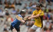 3 July 2016; James Henebry of Wexford in action against Ciaran Dowling of Dublin during the Electric Ireland Leinster GAA Hurling Minor Championship Final match between Dublin and Wexford at Croke Park in Dublin. Photo by Piaras Ó Mídheach/Sportsfile