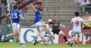 3 July 2016; Cian Mackey of Cavan scores his side's second goal of the game during the Ulster GAA Football Senior Championship Semi-Final Replay between Tyrone and Cavan at St Tiemach's Park in Clones, Co Monaghan. Photo by Ramsey Cardy/Sportsfile