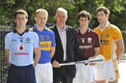 17 August 2010; At a photocall ahead of the back to back Bord Gáis Energy GAA Hurling All-Ireland Semi-Final clashes which take place as a double header at O’Connor Park in Tullamore on Saturday next, from left, Oisin Gough, Dublin, Noel McGrath, Tipperary, Ger Cunningham, Sports Sponsorship Manager, Bord Gáis Energy, David Burke, Galway, and Antrim captain Cormac Donnelly. Tipperary will play Antrim at 4pm while Leinster champions Dublin will take on Galway at 6pm. St. Stephen's Green, Dublin. Picture credit: Brendan Moran / SPORTSFILE