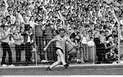 28 August 1983; Barney Rock, Dublin, takes a sideline kick. All-Ireland Senior Football Championship Semi-Final Replay, Dublin v Cork, Páirc Uí Chaoimh, Cork. Picture credit: Ray McManus / SPORTSFILE