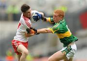 31 July 2010; Thomas Canavan, Tyrone, in action against Laurance Bastible, Kerry. ESB GAA Football All-Ireland Minor Championship Quarter-Final, Tyrone v Kerry, Croke Park, Dublin. Picture credit: Oliver McVeigh / SPORTSFILE