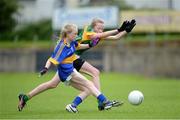 2 July 2016; Rosanne Kiely of Tipperary in action against Tia Nulty of Meath during the All-Ireland Ladies Football U14 'B' Championship Final at McDonagh Park in Nenagh, Co Tipperary. Photo by Ray Lohan/SPORTSFILE