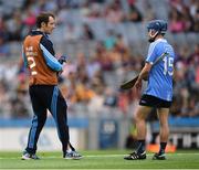 3 July 2016; Dublin's Ryan O'Dwyer with Mark O'Keeffe during the Electric Ireland Leinster GAA Hurling Minor Championship Final match between Dublin and Wexford at Croke Park in Dublin. Photo by Stephen McCarthy/Sportsfile