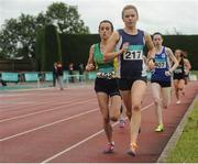 2 July 2016; Aislinn Crossey of Newry A.C., on her way to winning the U23 Women's 1500m, ahead of Shona Heaslip of An Riocht A.C., during the GloHealth National Junior and U23 Track & Field Championships at Tullamore Harriers Stadium in Tullamore, Offaly. Photo by Sam Barnes/Sportsfile