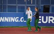 5 July 2016; Sara Treacy, left, and Siofra Cleirigh Buttner of Ireland walk the track ahead of tomorrow's start of the 23rd European Athletics Championships at the Olympic Stadium in Amsterdam, Netherlands. Photo by Brendan Moran/Sportsfile