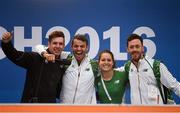 5 July 2016; Ireland athletes, from left, Eanna Madden, Thomas Barr, Sara Treacy and Paul Byrne ahead of tomorrow's start of the 23rd European Athletics Championships at the Olympic Stadium in Amsterdam, Netherlands. Photo by Brendan Moran/Sportsfile