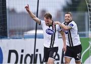 5 July 2016; David McMillan of Dundalk celebrates after scoring his side's third goal, and his hat-trick, with team-mate Darren Meenan, right, during the SSE Airtricity League Premier Division match between Dundalk and Longford Town at Oriel Park in Dundalk, Co Louth. Photo by Sportsfile