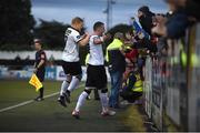 5 July 2016; Ciarán Kilduff of Dundalk celebrates after scoring his side's fourth goal with team-mate Daryl Horgan, left, during the SSE Airtricity League Premier Division match between Dundalk and Longford Town at Oriel Park in Dundalk, Co Louth. Photo by Sportsfile