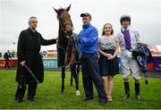 26 June 2016; Trainer Jim Bolger, left, jockey Kevin Manning and winning connections of Ringside Humour after winning the Troytown Grey Abbey Equine Hospital Handicap at the Curragh Racecourse in the Curragh, Co. Kildare. Photo by Cody Glenn/Sportsfile