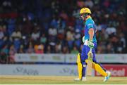 5 July 2016; Trident's batsman AB De Villiers walks out to bat during Match 8 of the Hero Caribbean Premier League between St Kitts & Nevis Patriots and Barbados Tridents at Warner Park in Basseterre, St Kitts. Photo by Ashley Allen/Sportsfile