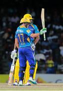 5 July 2016; AB De Villiers brings up 50 during Match 8 of the Hero Caribbean Premier League between St Kitts & Nevis Patriots and Barbados Tridents at Warner Park in Basseterre, St Kitts. Photo by Ashley Allen/Sportsfile