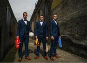 6 July 2016; The GAA/GPA today announced details of their continuing partnership with Ireland’s largest independent men’s clothing retailer, Best Menswear, at Croke Park. The partnership being renewed brings the association up to the end of 2017. Pictured at the announcement are, from left, Cork footballer Colm O'Neill, Kilkenny hurler TJ Reid and Dublin footballer Brian Fenton at Croke Park, Dublin. Photo by Stephen McCarthy/Sportsfile