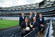 6 July 2016; The GAA/GPA today announced details of their continuing partnership with Ireland’s largest independent men’s clothing retailer, Best Menswear, at Croke Park. The partnership being renewed brings the association up to the end of 2017.  Pictured at the announcement are GAA stars, from left, Dublin footballer Brian Fenton, Kilkenny hurler TJ Reid and Cork footballer Colm O'Neill with Aidan Gordon, GAA, Fergal McGill, GAA, and David Jones, co-owner of Best Menswear, at Croke Park, Dublin. Photo by Stephen McCarthy/Sportsfile