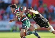 20 August 2010; Matt Smith, Leicester Tigers, is tackled by Tommy O'Donnell, Munster. Pre-season Friendly, Munster v Leicester Tigers, Musgrave Park, Cork. Picture credit: Diarmuid Greene / SPORTSFILE