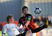 20 August 2010; Wayne Hatswell, Dundalk, in action against Ken Oman, Bohemians. Airtricity League Premier Division, Dundalk v Bohemians Oriel Park, Dundalk, Co. Louth. Picture credit: Oliver McVeigh / SPORTSFILE