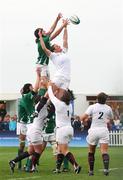20 August 2010; Kate O'Loughlin, Ireland, contests a line-out against Becky Essex, England. 2010 Women's Rugby World Cup - Pool B, England v Ireland, Surrey Sports Park, Guildford, England. Picture credit: Matt Impey / SPORTSFILE
