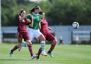 21 August 2010; Fiona O'Sullivan, Republic of Ireland, in action against Anna Kozhnikova and Elana Semenchenko, Russia. FIFA Women's World Cup Qualifier, Republic of Ireland v Russia, Ferrycarrig Park, Wexford. Picture credit: Matt Browne / SPORTSFILE