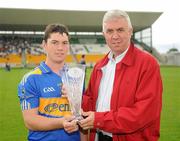 21 August 2010; John O'Dwyer, Tipperary, is presented with the Man of the Match by Ger Cunningham, Sports Sponsorship manager Bord Gáis Energy, after the game. Bord Gais Energy GAA Hurling Under 21 All-Ireland Championship Semi-Final, Tipperary v Antrim, O'Connor Park, Tullamore, Co. Offaly. Picture credit: Ray McManus / SPORTSFILE