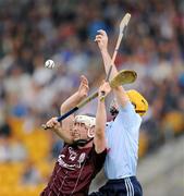 21 August 2010; Galway's Garry Burke and Dublin's Oisín Gough attempt to field a high ball during the game. Bord Gais Energy GAA Hurling Under 21 All-Ireland Championship Semi-Final, Galway v Dublin, O'Connor Park, Tullamore, Co. Offaly. Picture credit: Ray McManus / SPORTSFILE