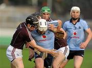21 August 2010; Aodhan McEnerney, Dublin, is taclkled by Galway defenders Declan Connolly, left, and Paul Gordan. Bord Gais Energy GAA Hurling Under 21 All-Ireland Championship Semi-Final, Galway v Dublin, O'Connor Park, Tullamore, Co. Offaly. Picture credit: Ray McManus / SPORTSFILE