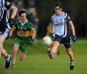 21 August 2010; Mollie Lamb, Dublin, in action against Barbara Browne, Kerry. All-Ireland Ladies Football U16A Championship Final, Kerry v Dublin, St Rynagh's, Banagher, Co. Offaly. Picture credit: Brendan Moran / SPORTSFILE