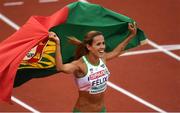 6 July 2016; Dulce Felix of Portugal celebrates after finishing second in the Women's 10000m final on day one of the 23rd European Athletics Championships at the Olympic Stadium in Amsterdam, Netherlands. Photo by Brendan Moran/Sportsfile